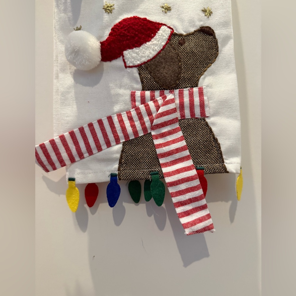 LAST ONE!! Adorable Mud Pie Festive Dog “Happy Paw-lidays” Kitchen Towel- NWT - Picture 3 of 3